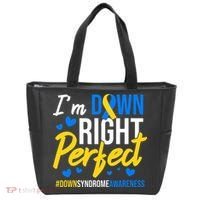 Down Right Perfect World Down Syndrome Awareness Day Ribbon Tote Bag thumb 0
