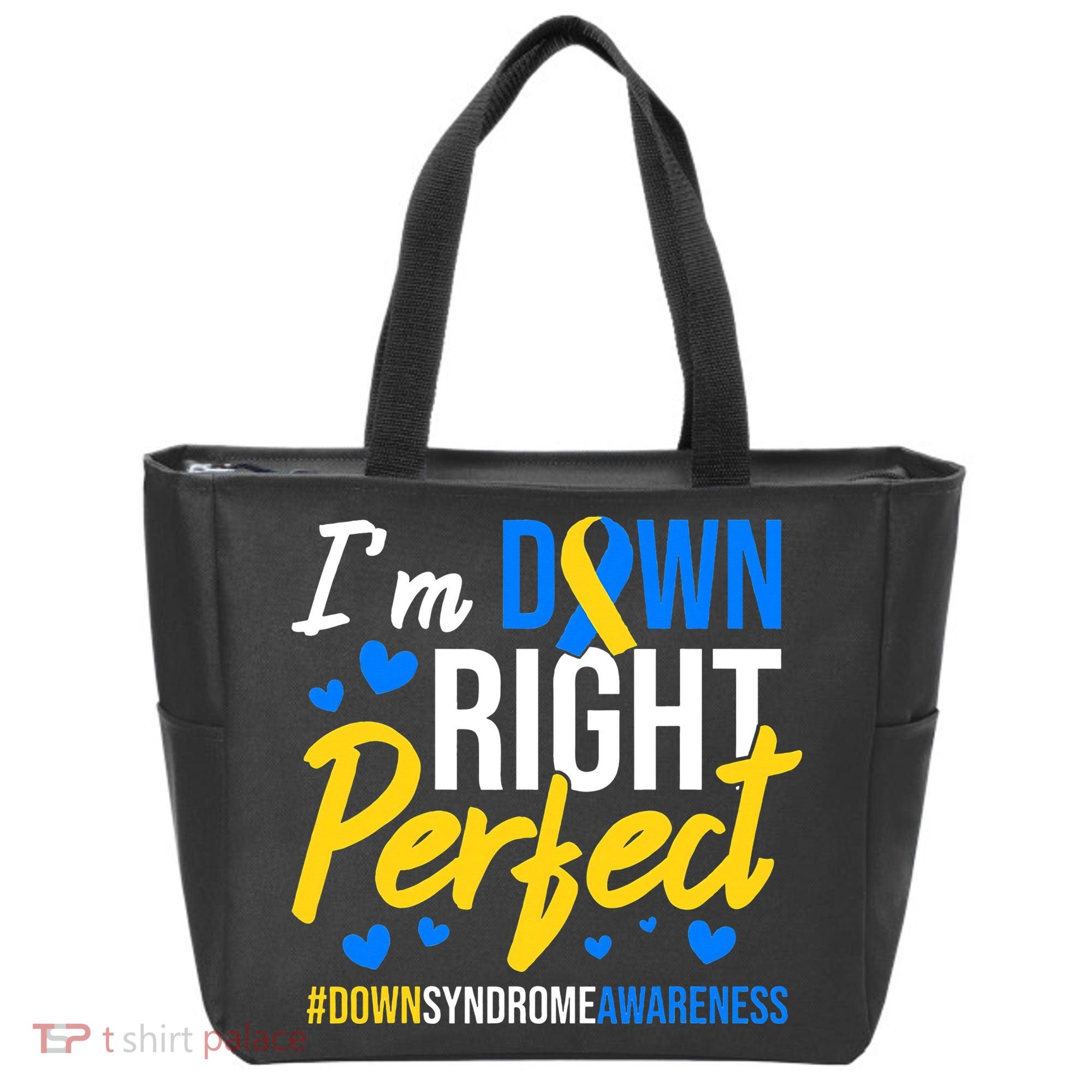 Down Right Perfect World Down Syndrome Awareness Day Ribbon Tote Bag