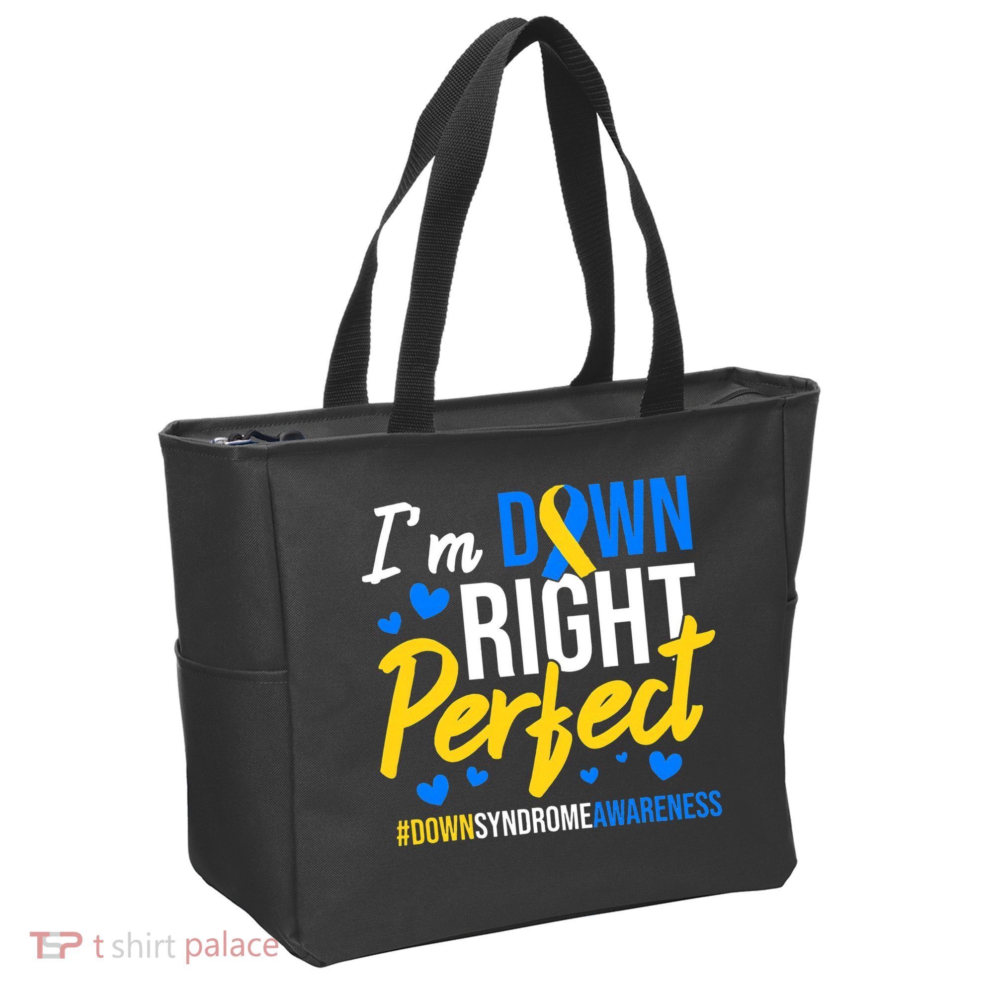 Down Right Perfect World Down Syndrome Awareness Day Ribbon Tote Bag