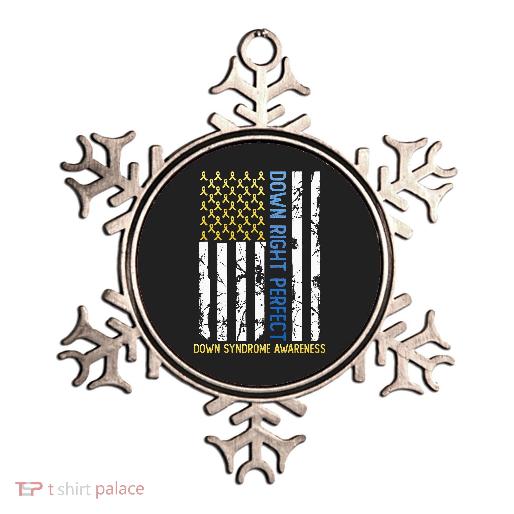 Down Right Perfect Yellow & Blue American Flag Down Syndrome Ornament