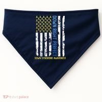 Down Right Perfect Yellow & Blue American Flag Down Syndrome USA-Made Doggie Bandana thumb 0