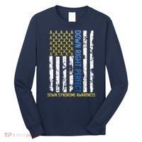 Down Right Perfect Yellow & Blue American Flag Down Syndrome Long Sleeve Shirt thumb 0