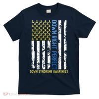 Down Right Perfect Yellow & Blue American Flag Down Syndrome T-Shirt thumb 0