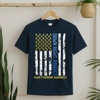 Down Right Perfect Yellow & Blue American Flag Down Syndrome T-Shirt thumb 2