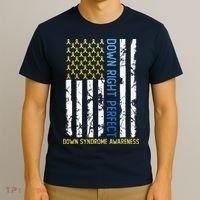 Down Right Perfect Yellow & Blue American Flag Down Syndrome T-Shirt thumb 3