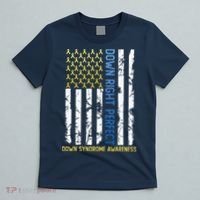 Down Right Perfect Yellow & Blue American Flag Down Syndrome T-Shirt thumb 5