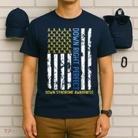 Down Right Perfect Yellow & Blue American Flag Down Syndrome T-Shirt thumb 6