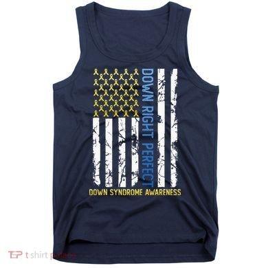 Down Right Perfect Yellow & Blue American Flag Down Syndrome Tank Top