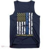 Down Right Perfect Yellow & Blue American Flag Down Syndrome Tank Top thumb 0