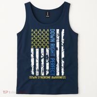 Down Right Perfect Yellow & Blue American Flag Down Syndrome Tank Top thumb 2