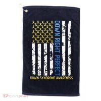 Down Right Perfect Yellow & Blue American Flag Down Syndrome Golf Towel thumb 0