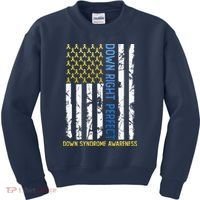 Down Right Perfect Yellow & Blue American Flag Down Syndrome Kids Sweatshirt thumb 0