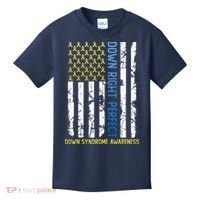 Down Right Perfect Yellow & Blue American Flag Down Syndrome Kids T-Shirt thumb 0