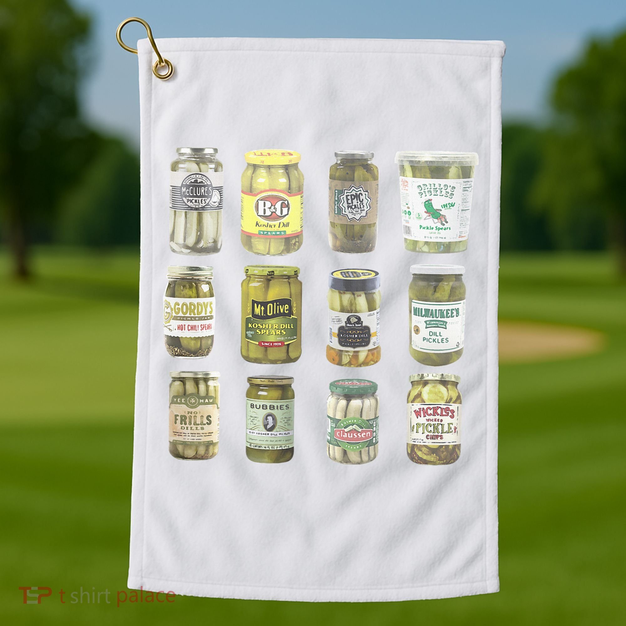 Delicious Retro Pickle Enthusiasts Golf Towel