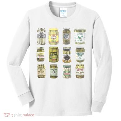 Delicious Retro Pickle Enthusiasts Kids Long Sleeve Shirt