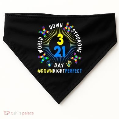 Down Right Perfect World Down Syndrome Awareness Day Socks USA-Made Doggie Bandana