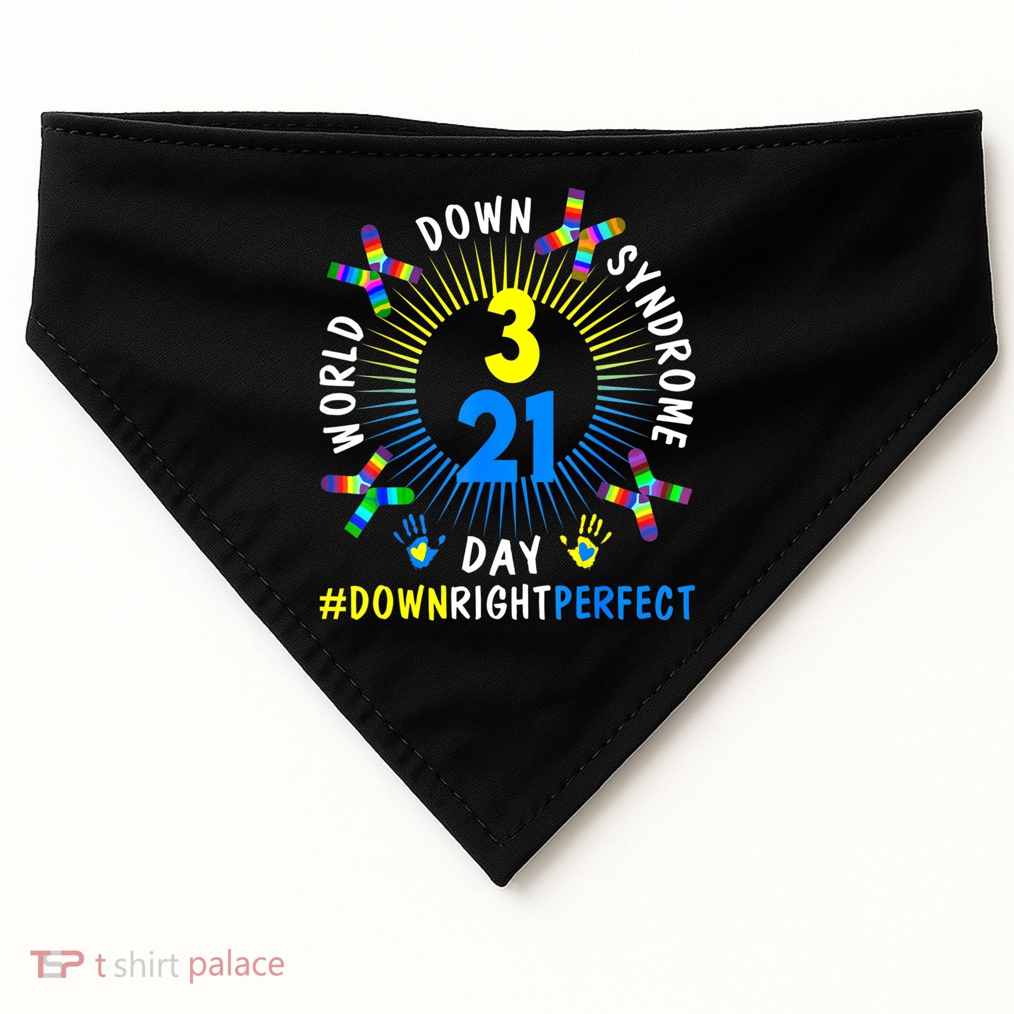 Down Right Perfect World Down Syndrome Awareness Day Socks USA-Made Doggie Bandana