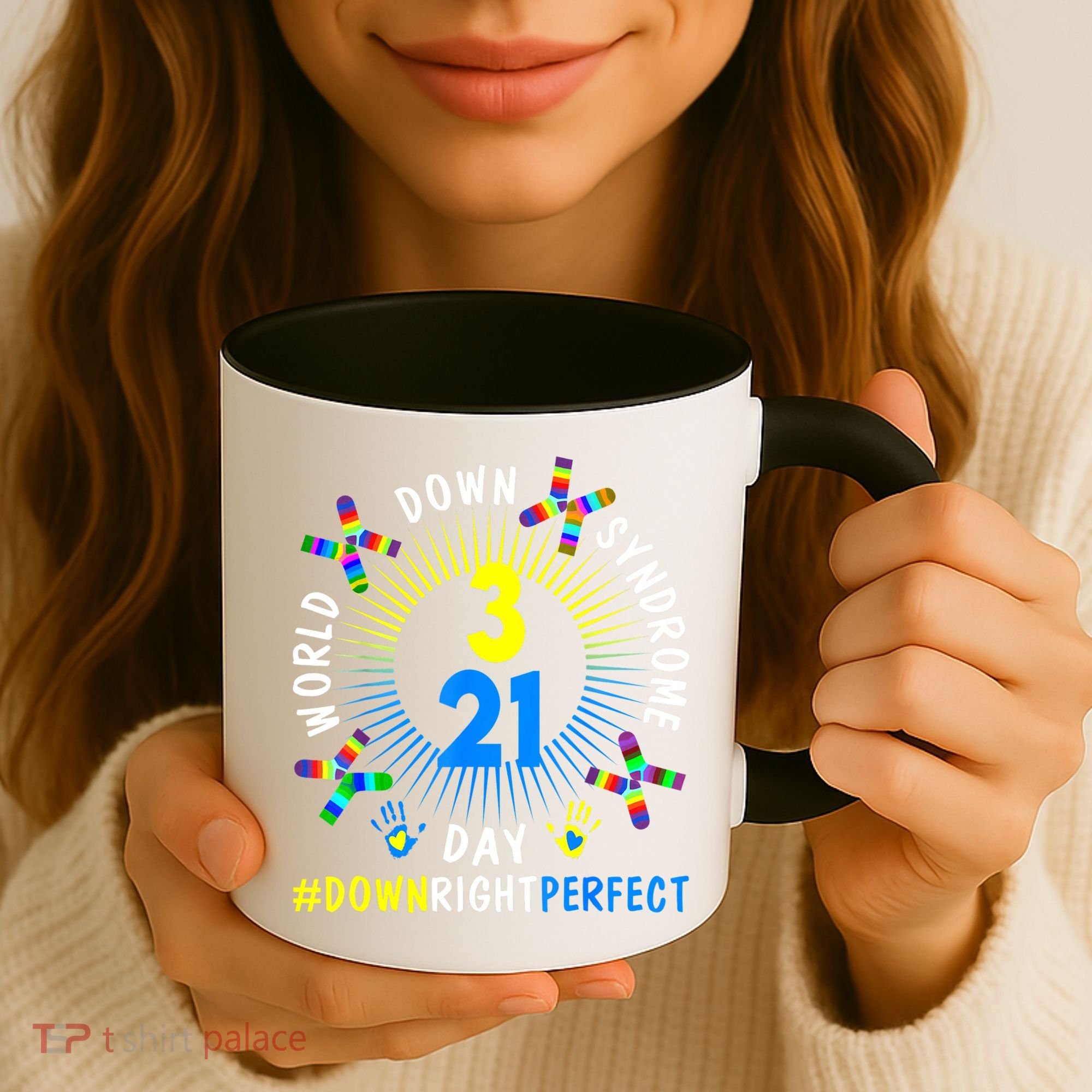 Down Right Perfect World Down Syndrome Awareness Day Socks Coffee Mug