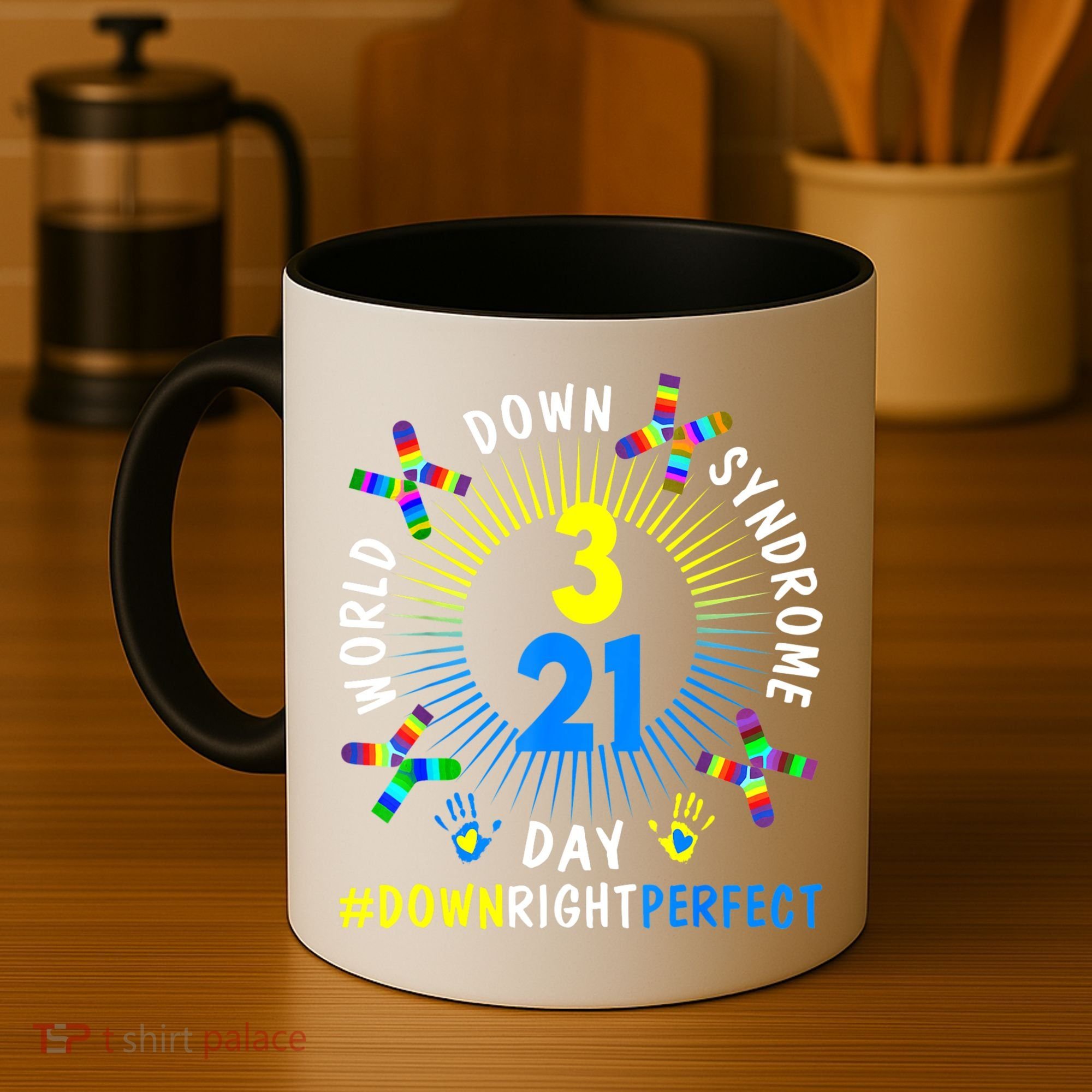 Down Right Perfect World Down Syndrome Awareness Day Socks Coffee Mug