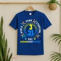 Down Right Perfect World Down Syndrome Awareness Day Socks T-Shirt thumb 2
