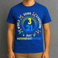 Down Right Perfect World Down Syndrome Awareness Day Socks T-Shirt thumb 3