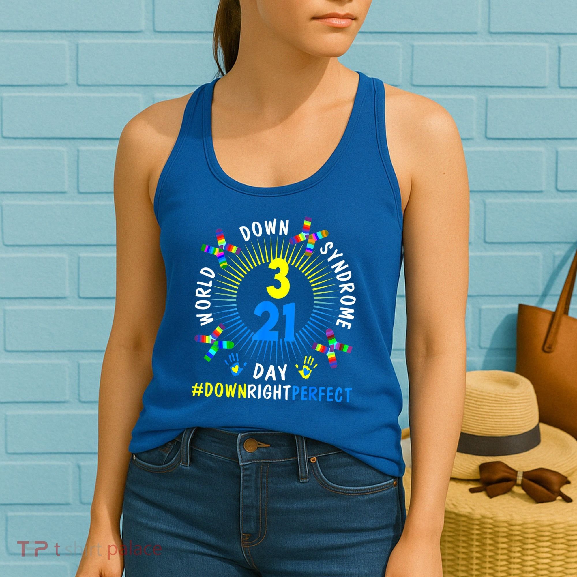 Down Right Perfect World Down Syndrome Awareness Day Socks Women's Tank Top