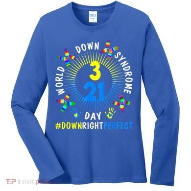 Down Right Perfect World Down Syndrome Awareness Day Socks Women's Long Sleeve Shirt