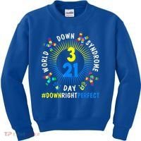 Down Right Perfect World Down Syndrome Awareness Day Socks Kids Sweatshirt thumb 0
