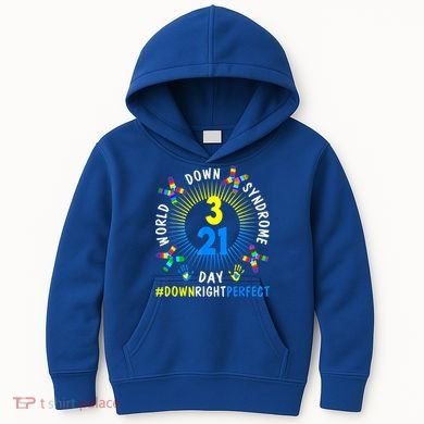 Down Right Perfect World Down Syndrome Awareness Day Socks Kids Hoodie