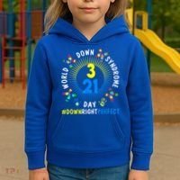 Down Right Perfect World Down Syndrome Awareness Day Socks Kids Hoodie thumb 3