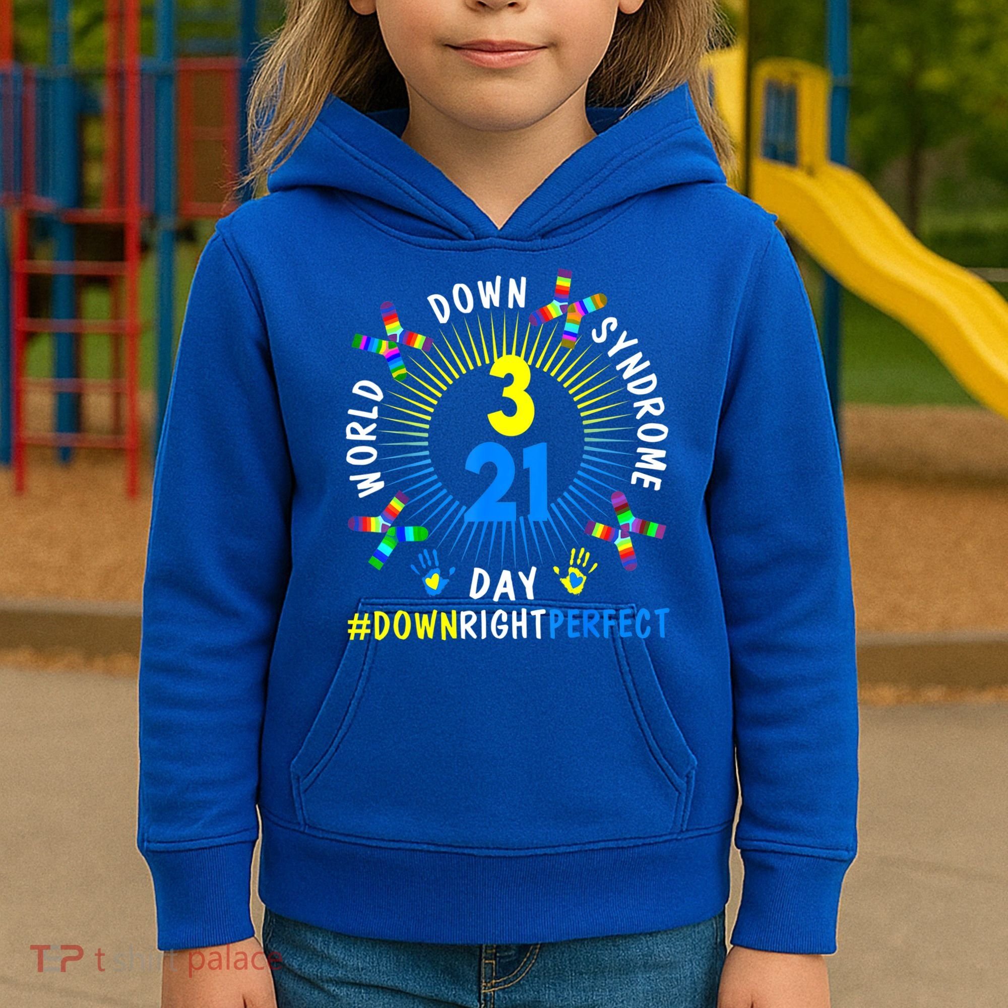 Down Right Perfect World Down Syndrome Awareness Day Socks Kids Hoodie