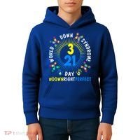 Down Right Perfect World Down Syndrome Awareness Day Socks Kids Hoodie thumb 4