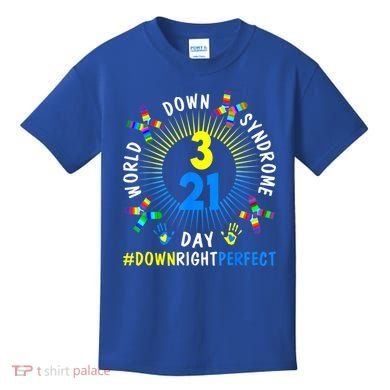 Down Right Perfect World Down Syndrome Awareness Day Socks Kids T-Shirt