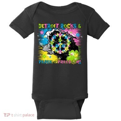 Detroit Rocks Peace Freedom Baby Bodysuit