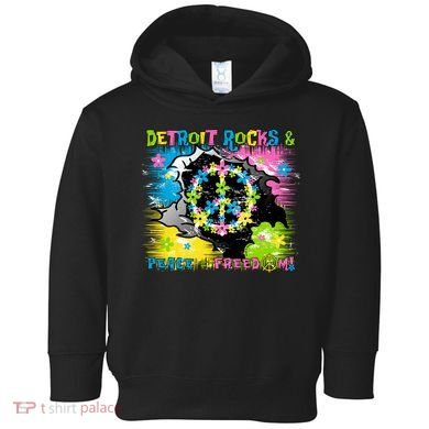 Detroit Rocks Peace Freedom Toddler Hoodie