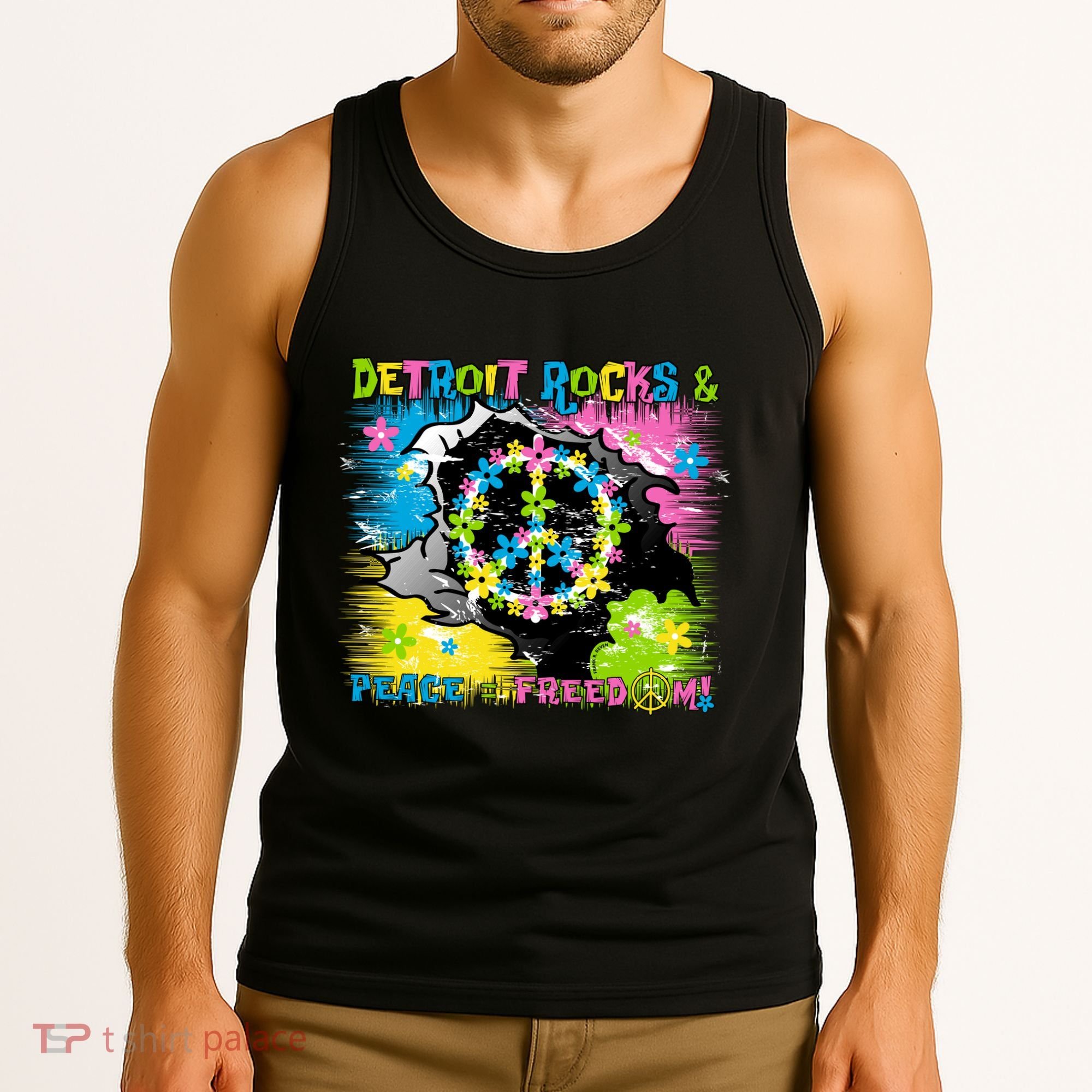 Detroit Rocks Peace Freedom Tank Top