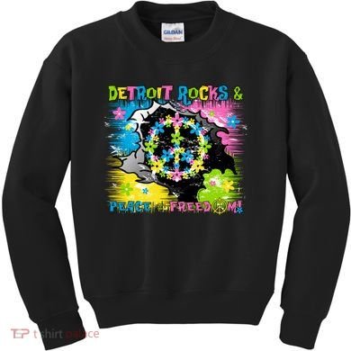 Detroit Rocks Peace Freedom Kids Sweatshirt