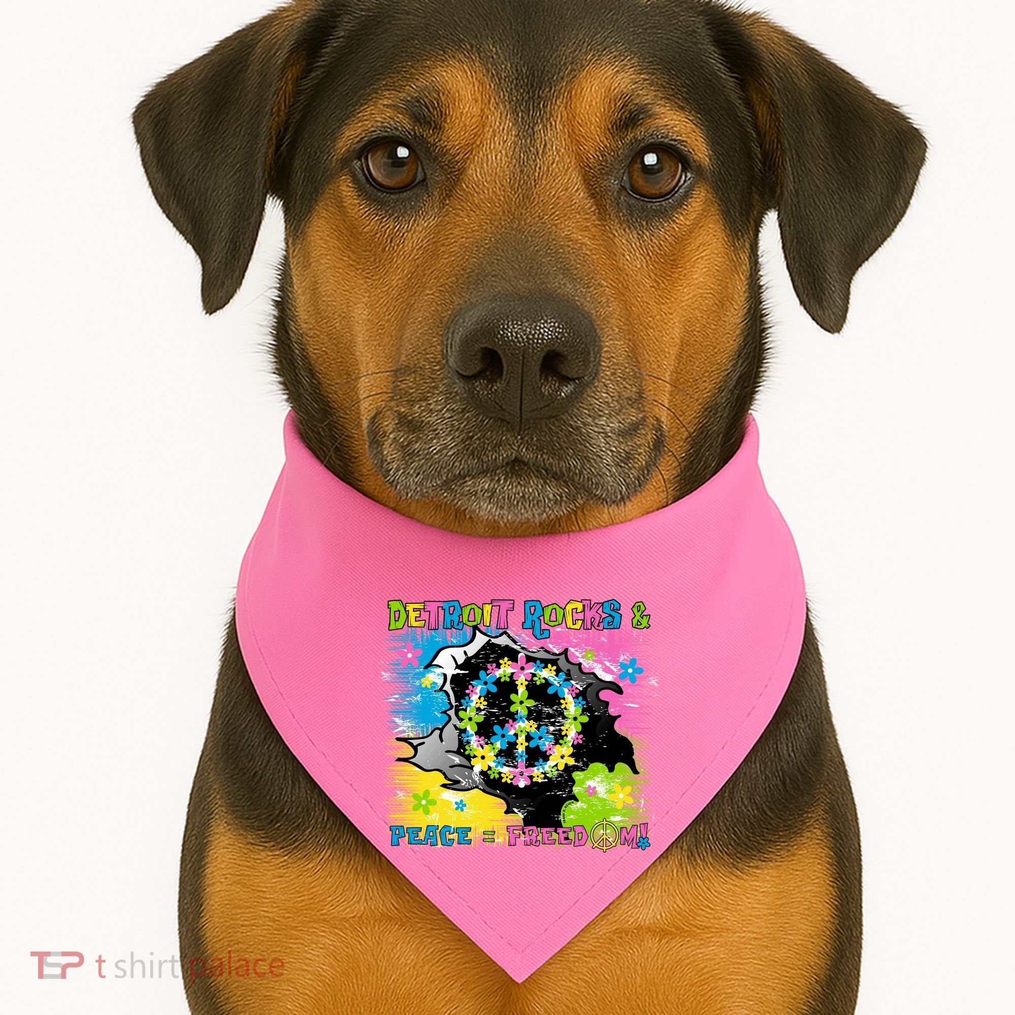 Detroit Rocks Peace Freedom USA-Made Doggie Bandana