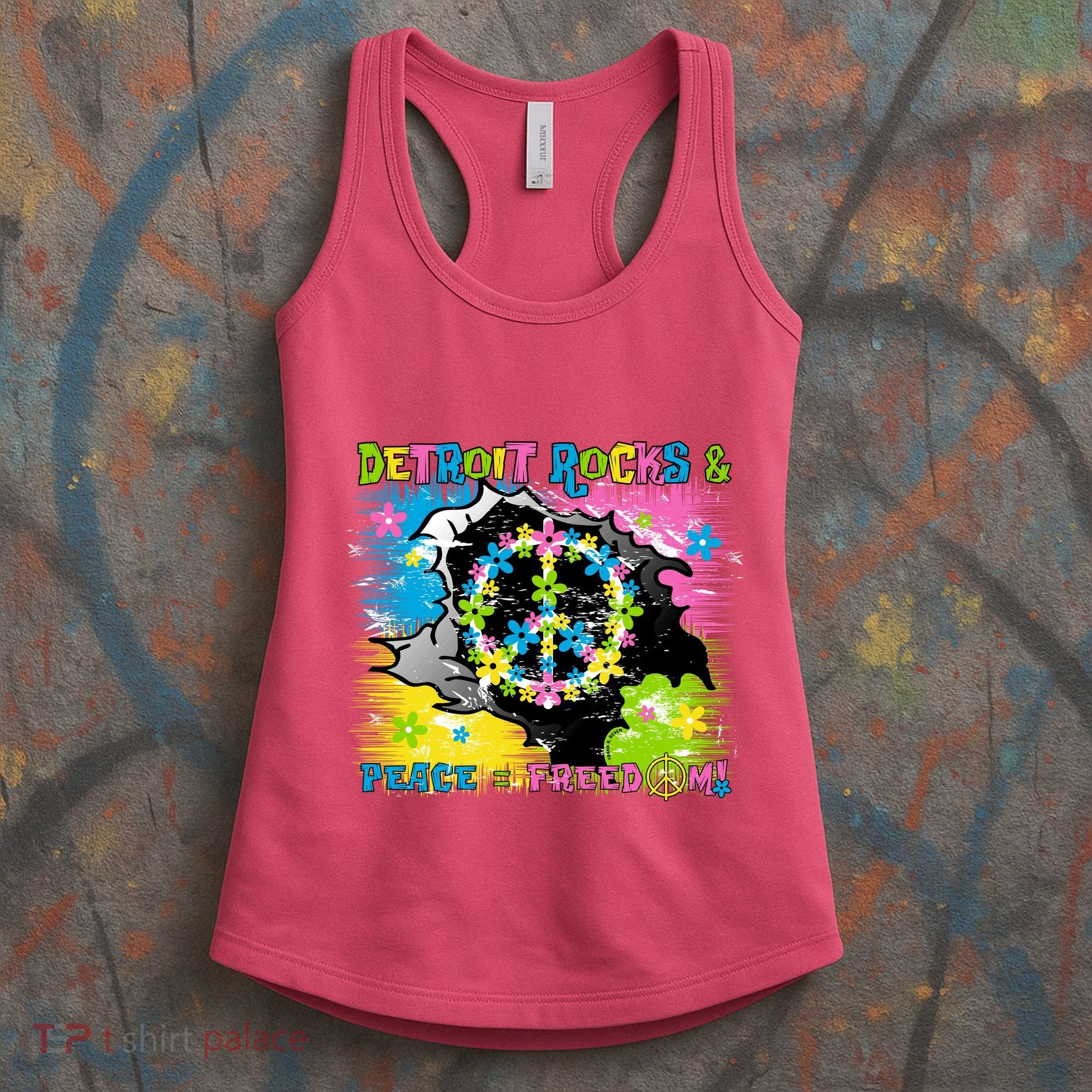 Detroit Rocks Peace Freedom Women's Tank Top
