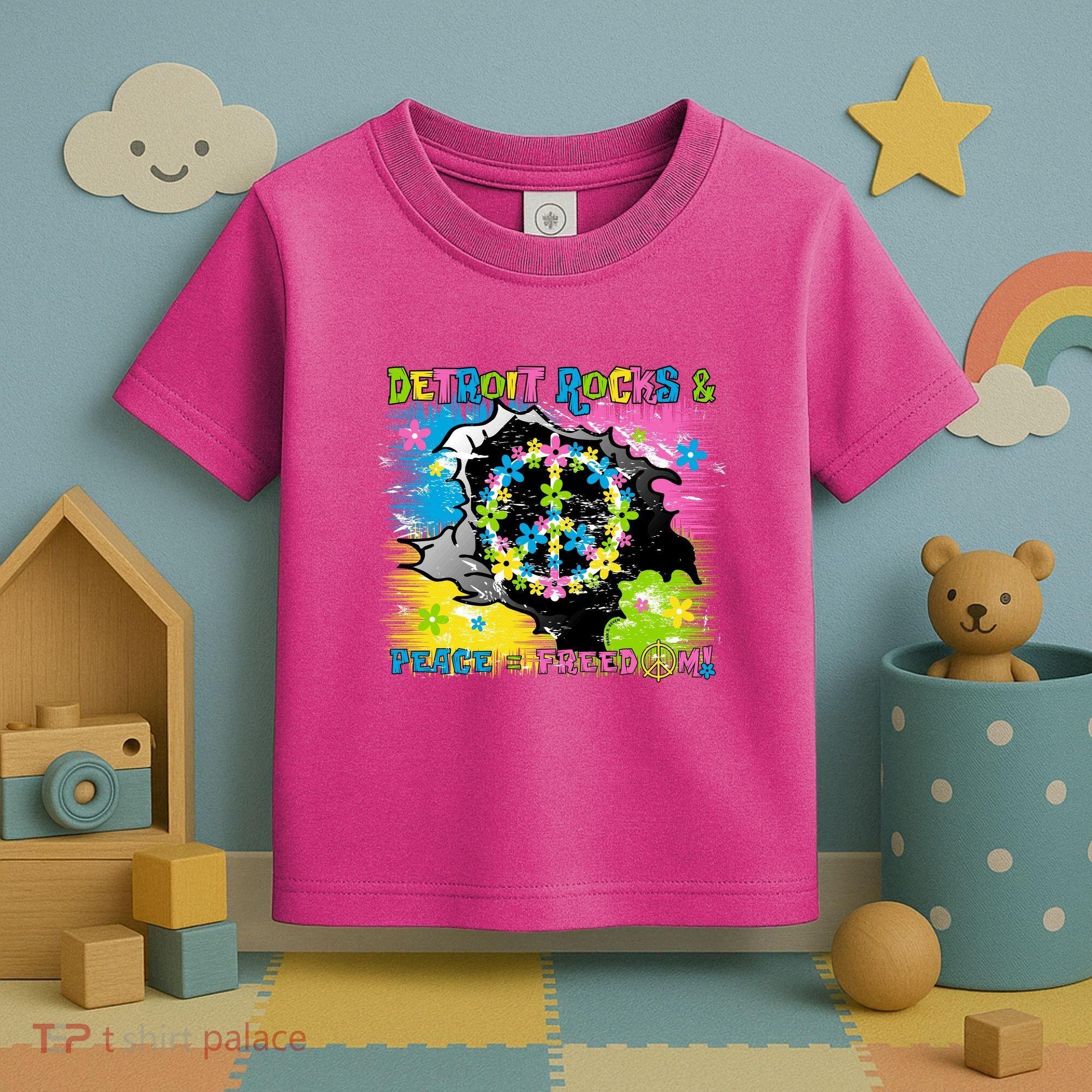 Detroit Rocks Peace Freedom Toddler T-Shirt