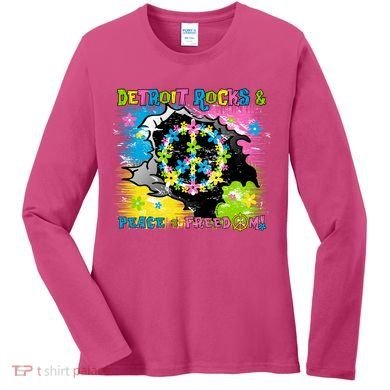 Detroit Rocks Peace Freedom Women's Long Sleeve Shirt