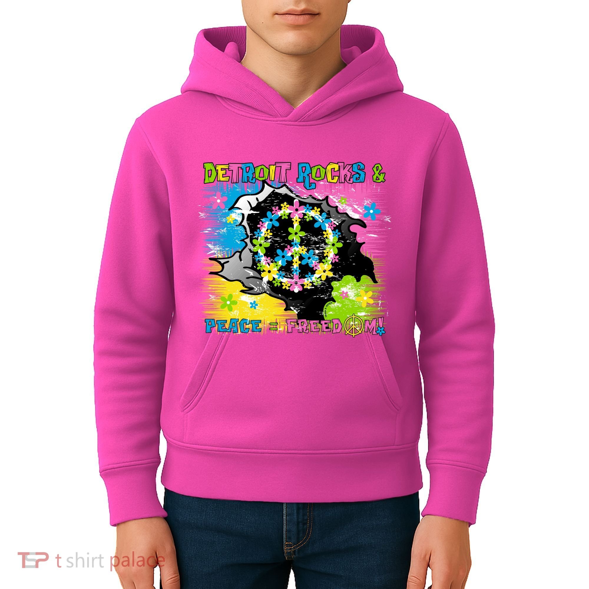 Detroit Rocks Peace Freedom Kids Hoodie