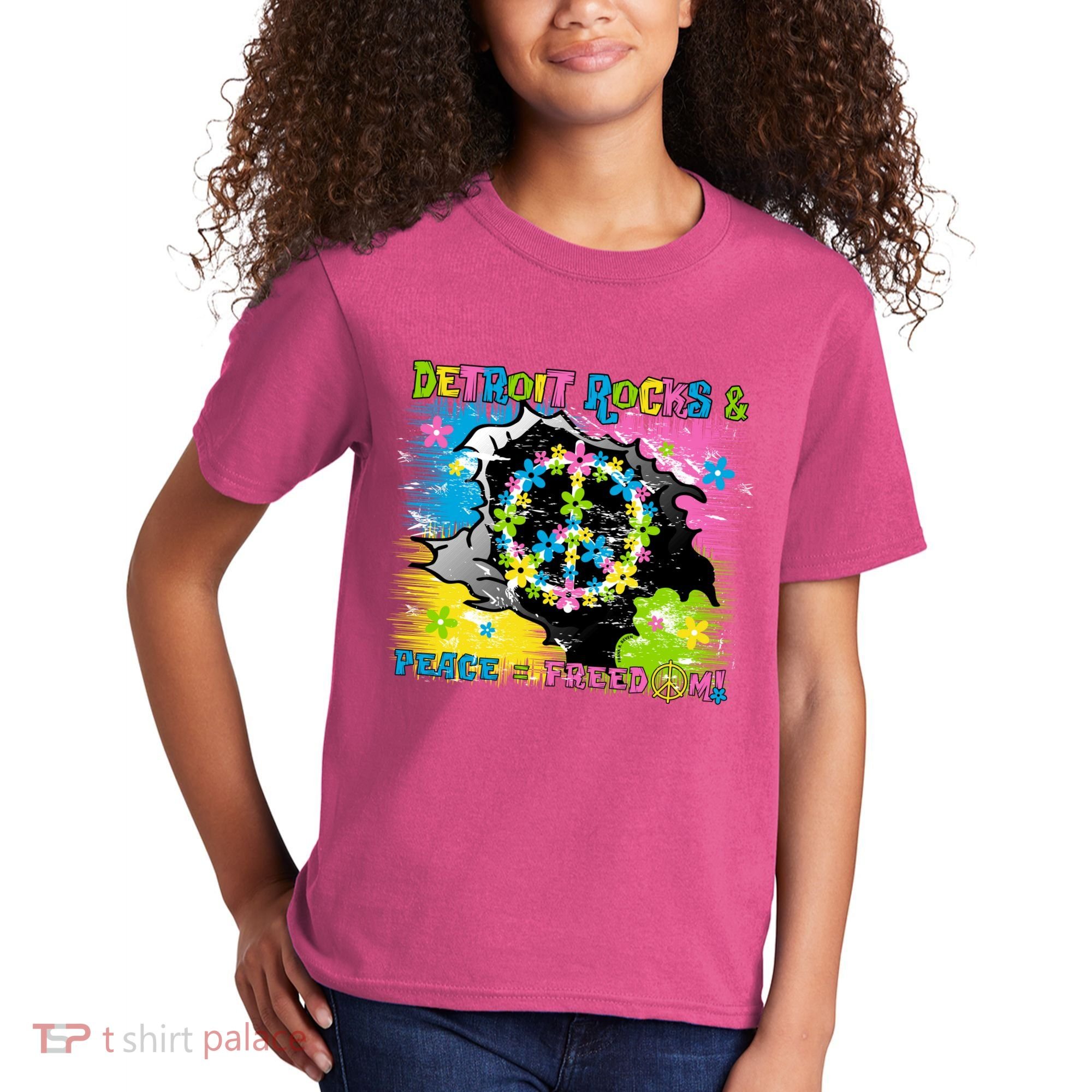 Detroit Rocks Peace Freedom Kids T-Shirt