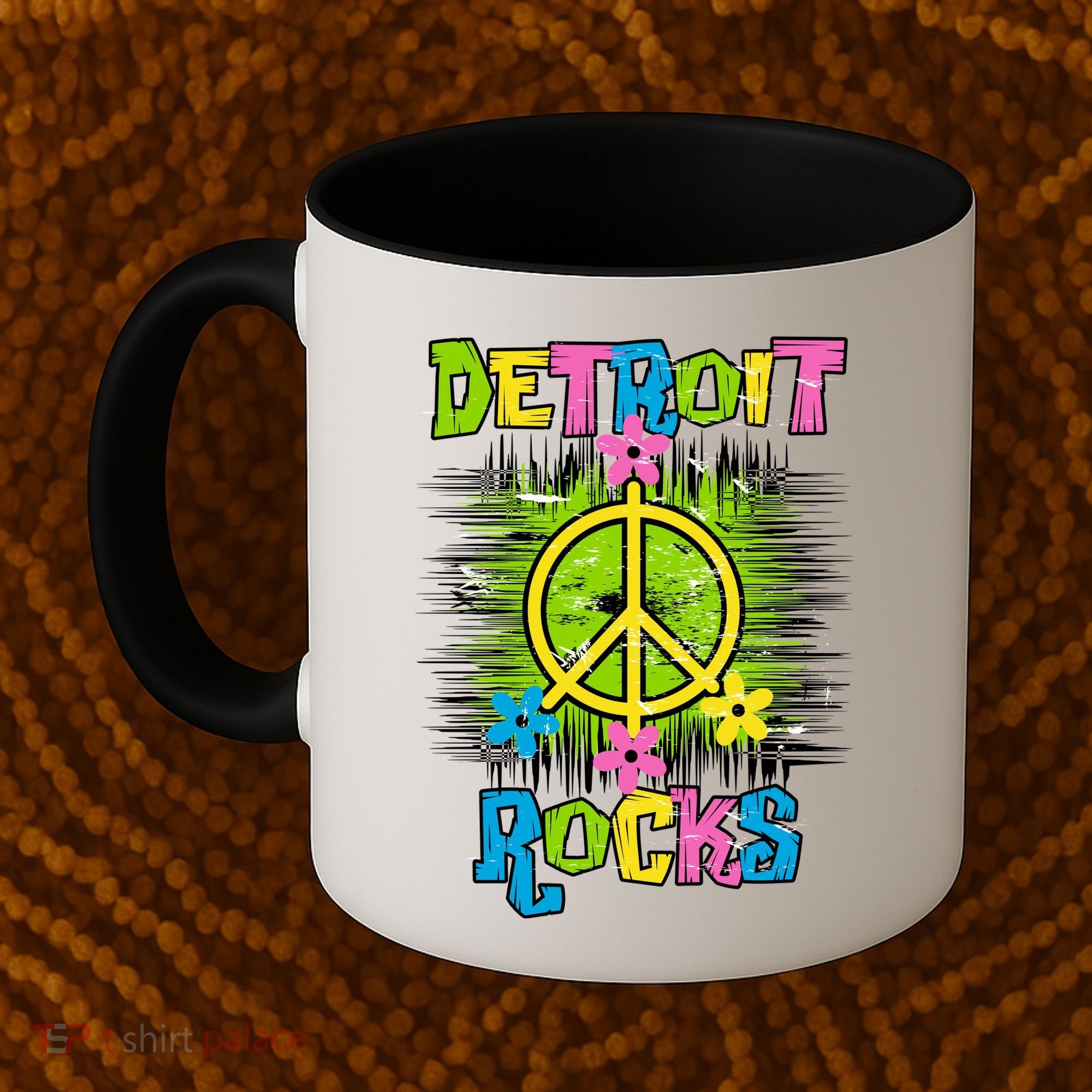 Detroit Rocks Peace Coffee Mug