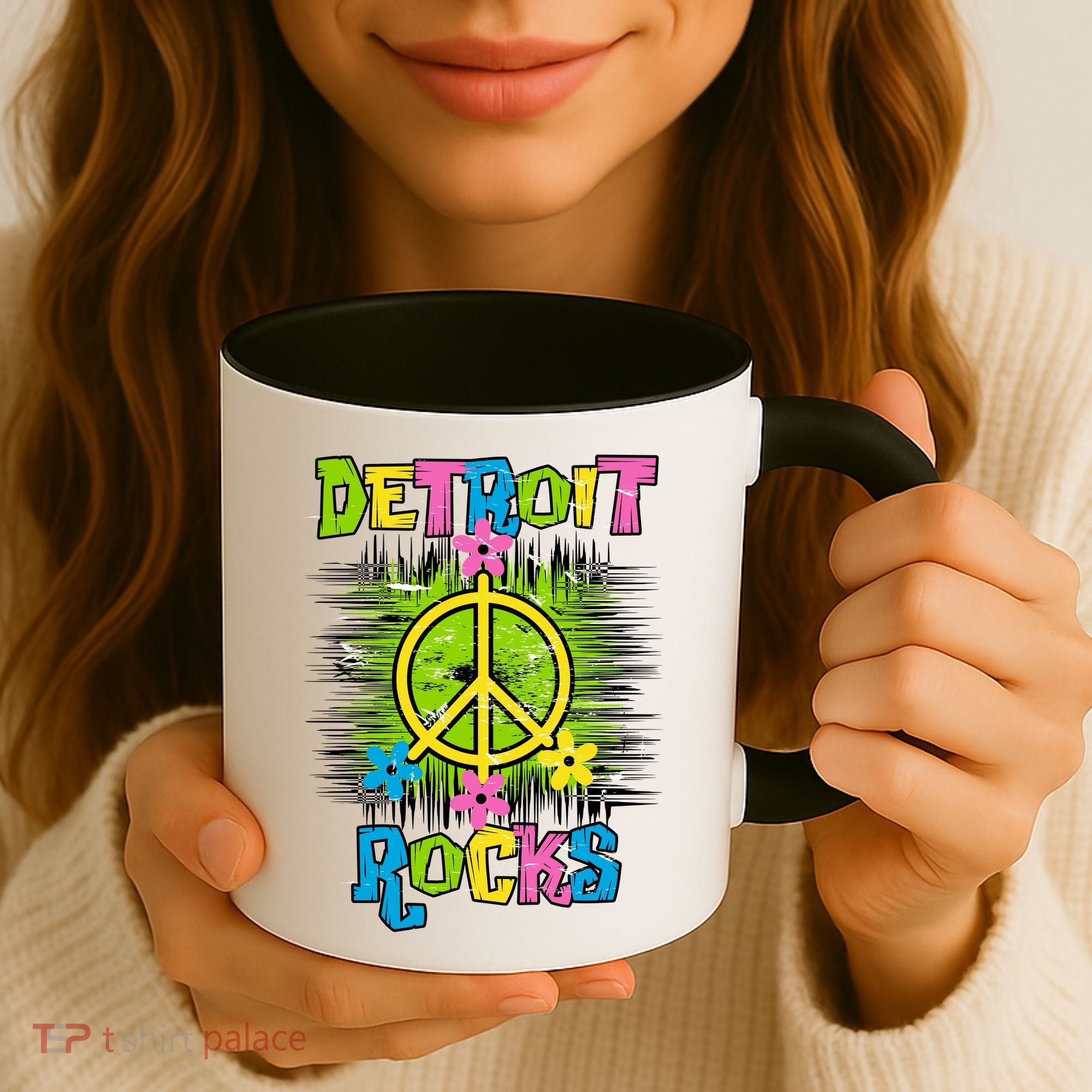 Detroit Rocks Peace Coffee Mug