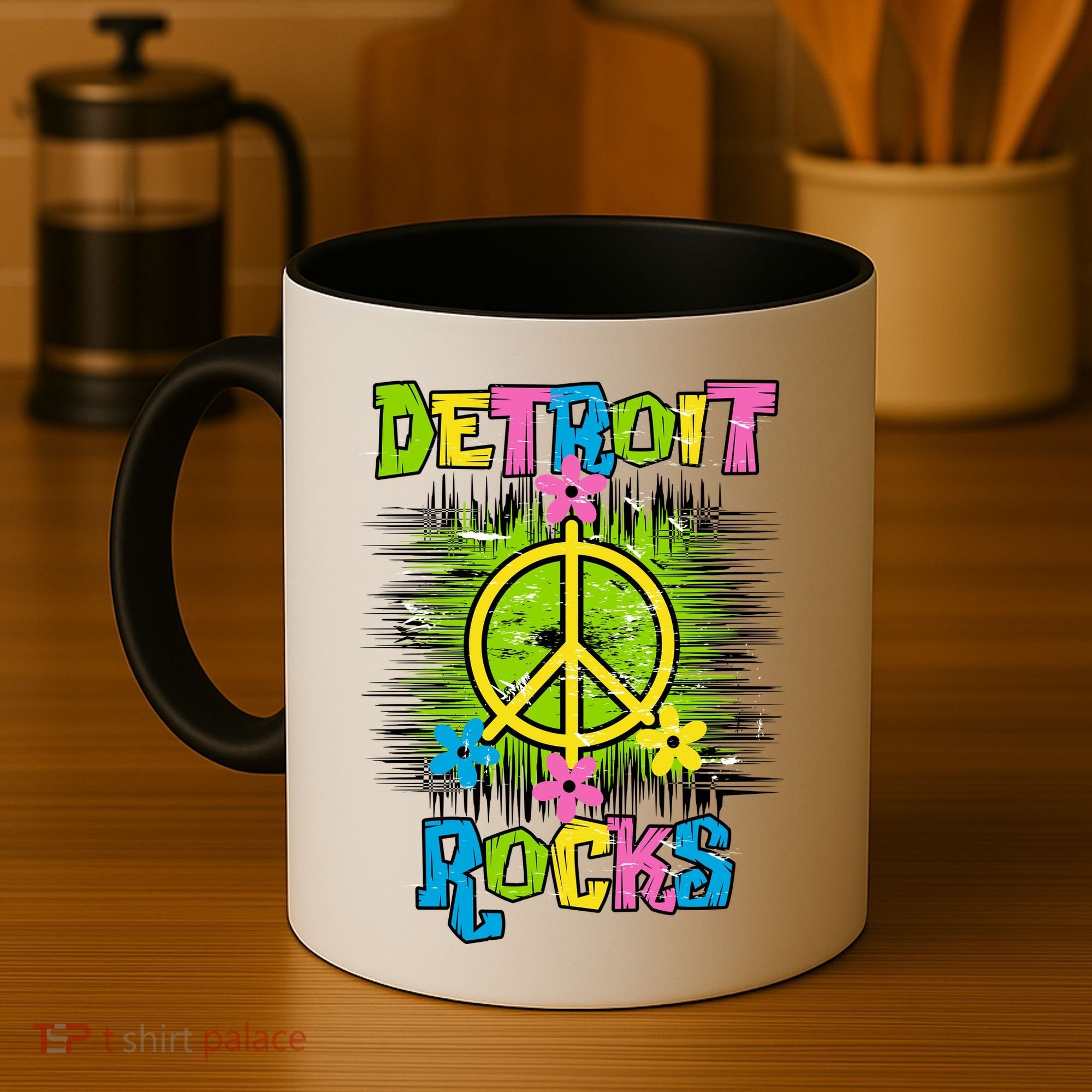 Detroit Rocks Peace Coffee Mug