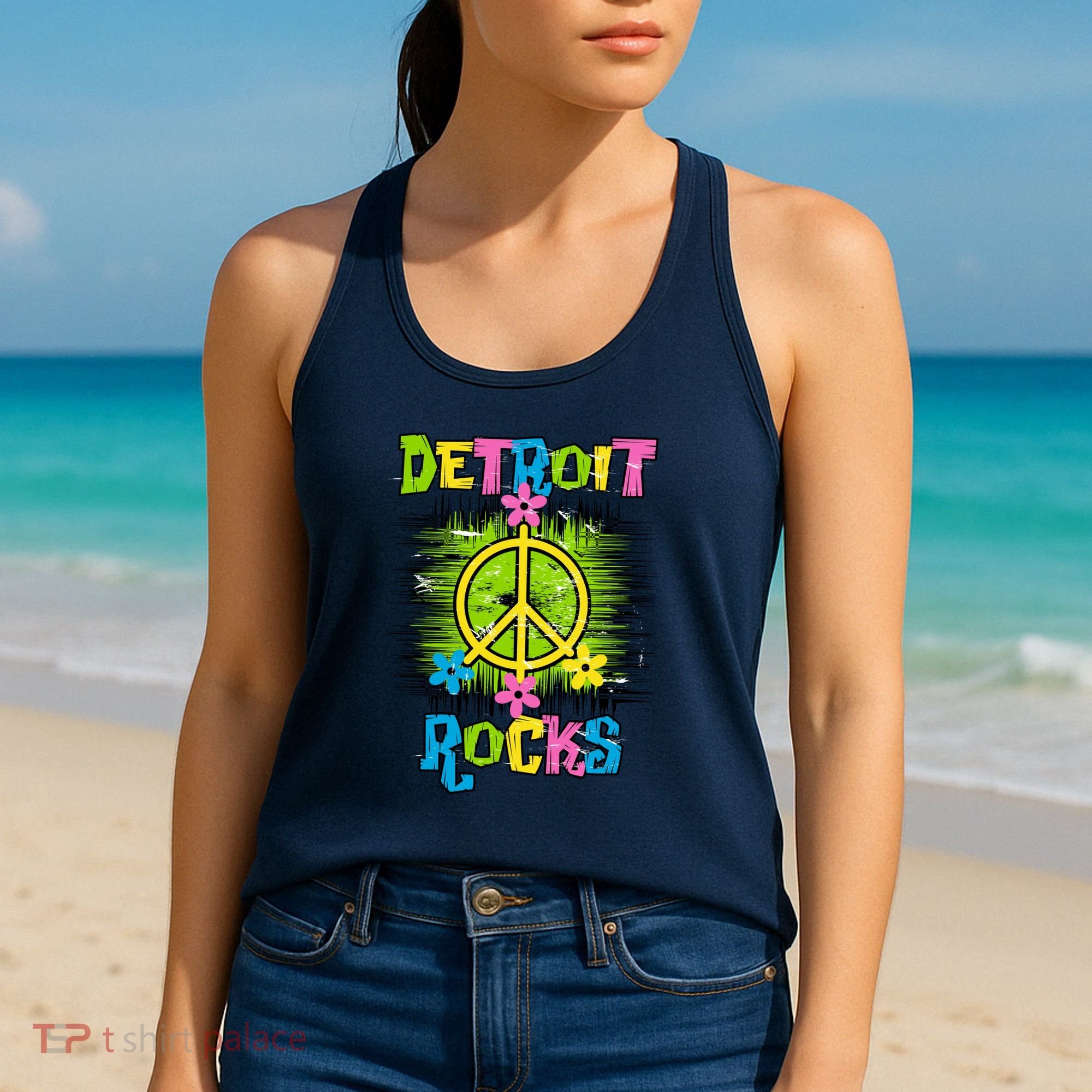 Detroit Rocks Peace Women's Tank Top