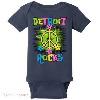 Detroit Rocks Peace Baby Bodysuit