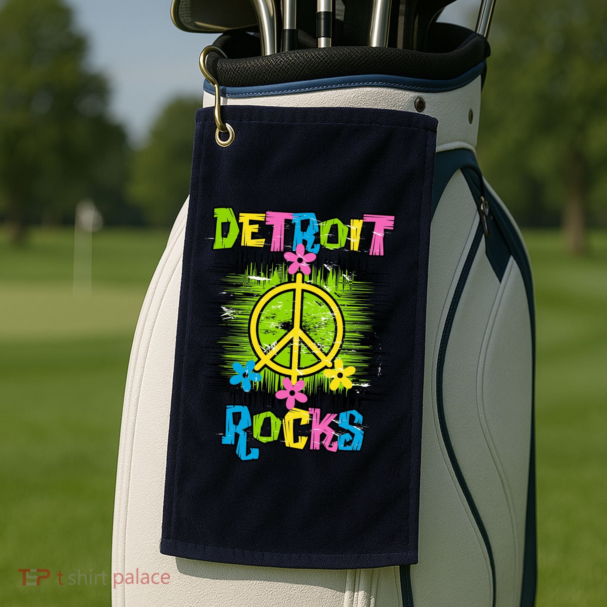 Detroit Rocks Peace Golf Towel
