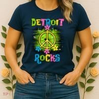 Detroit Rocks Peace Women's T-Shirt thumb 2